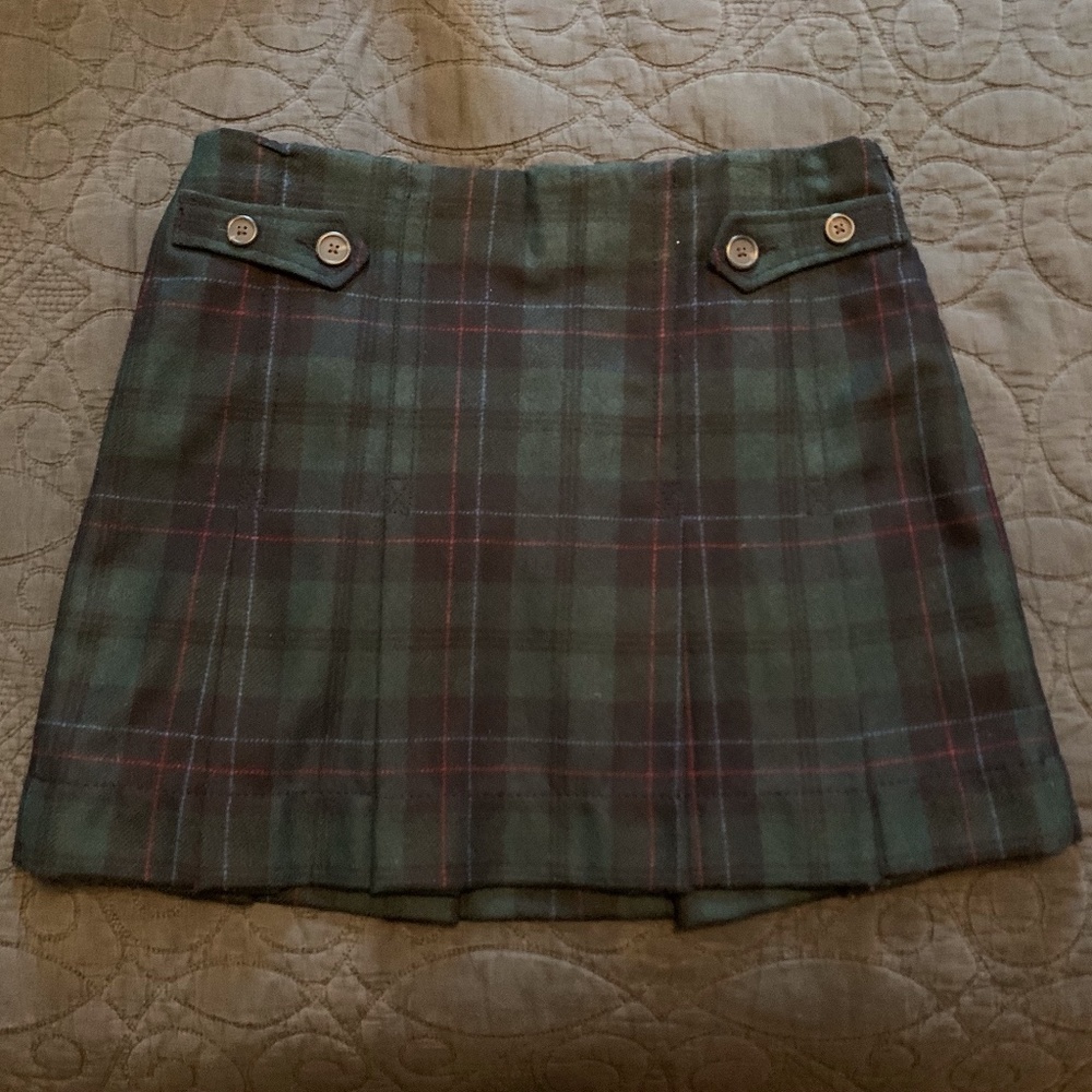 GAP Green Wool Plaid Mini Skirt Size 10